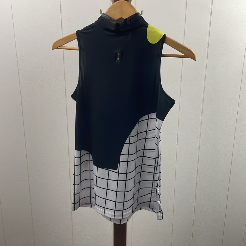 Jamie Sadock NWT Sleeveless Patterned 1/4 Zip Golf Shirt Zest 457 - Picture 6 of 6
